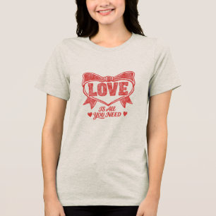 Retro Distressed Love Is All You Need Valentine Tri-Blend Shirt