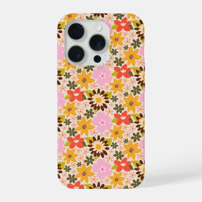 Retro ditsy floral bloom pattern iPhone case (Back)
