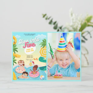 Retro dive into five 5th birthday invitation