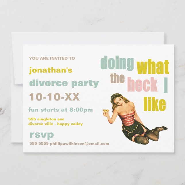 Retro Divorce Party Invitations (Front)