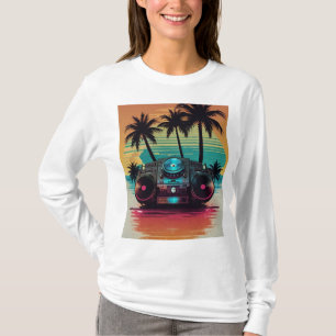 Retro DJ Boombox Beach T-Shirt 🎶🌴   Sunset Summe