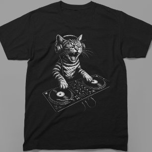 Retro DJ Cat Scratching Vinyl T-Shirt