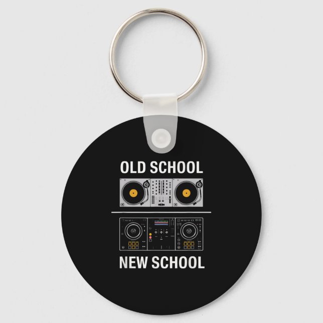 Retro Dj Setup Vs Edm Mixer Evolution Humour Beat  Keychain (Front)