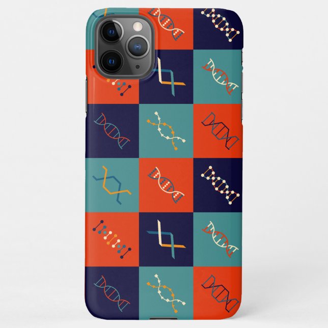 Retro DNA genetics stem biology pattern set iPhone Case (Back)