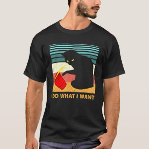 Retro Do What I Want Vintage Black Cat Red Cup T-Shirt