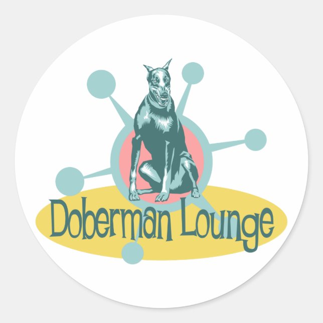 Retro Doberman Lounge Classic Round Sticker (Front)