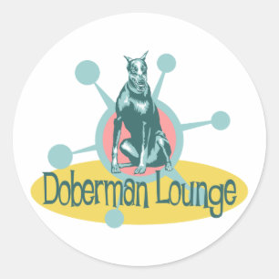 Retro Doberman Lounge Classic Round Sticker