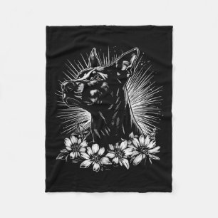 Retro Doberman Pinscher Dog Lover Tattoo Style _1 Fleece Blanket