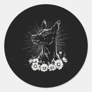 Retro Doberman Pinscher Dog Lover Tattoo Style Classic Round Sticker