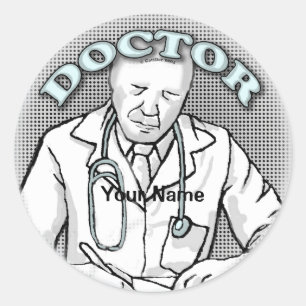 Retro doctor  classic round sticker