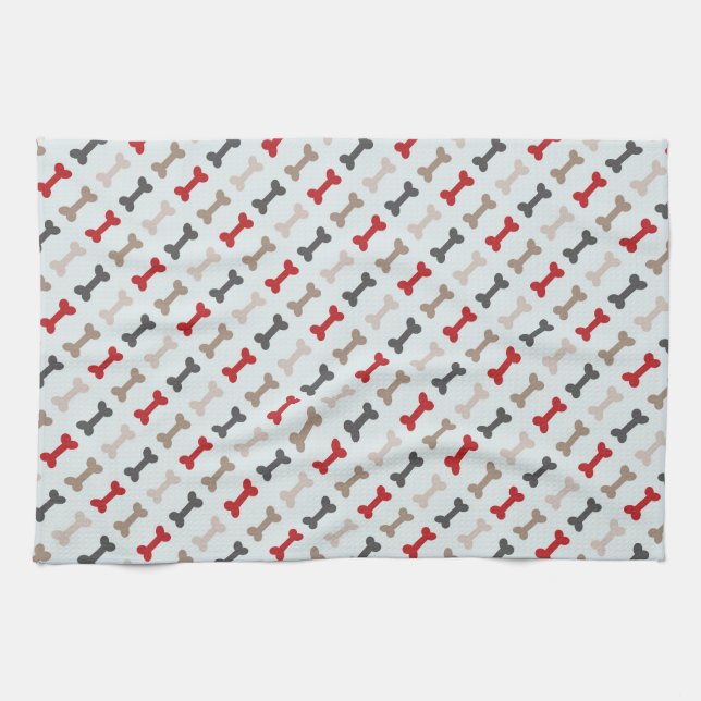 Retro Dog Bone Pattern Kitchen Towel (Horizontal)