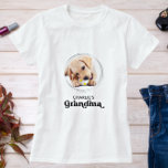 Retro Dog GRANDMA Personalized Puppy Pet Photo T-Shirt<br><div class="desc">Dog Grandma ... Surprise your favourite Dog Grandma this Mother's Day , Christmas or her birthday with this super cute custom pet photo t-shirt. Customize this dog grandma shirt with your dog's favourite photos, and name. This dog grandma shirt is a must for dog lovers and dog moms! Great gift...</div>