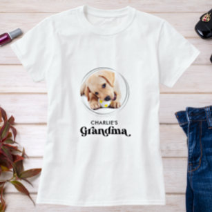 Retro Dog GRANDMA Personalized Puppy Pet Photo T-Shirt