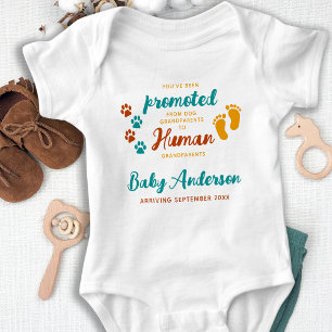 Retro Dog Lover Grandparents Pregnancy Reveal  Baby Bodysuit