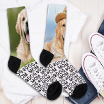 Retro DOG MOM Personalized Pattern Pet Photo Crew Socks<br><div class="desc">Best Dog Mom Ever! Surprise the dog lover whether its a birthday, Mothers day or Christmas with these super cute pet photo all over print socks. They'll be a favourite of all dog lovers, and dog moms. Customize these dog photo socks with your pups favourite photos. COPYRIGHT © 2022 Judy...</div>
