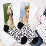Retro DOG MOM Personalized Pattern Pet Photo Crew Socks<br><div class="desc">Delight the Dog Lover in Your Life Introducing our charming Dog Photo Socks, the perfect gift for the ultimate dog mom! These socks are designed with the dog lover in mind, featuring an adorable all-over pattern that includes your cherished pup's picture and playful paw prints. Features Personalized Design: Transform your...</div>