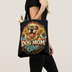 Retro Dog Mom Vibes Golden Retriever Tote Bag