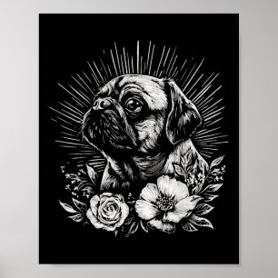 Retro Dog Pug Lover Tattoo Style _1 Poster
