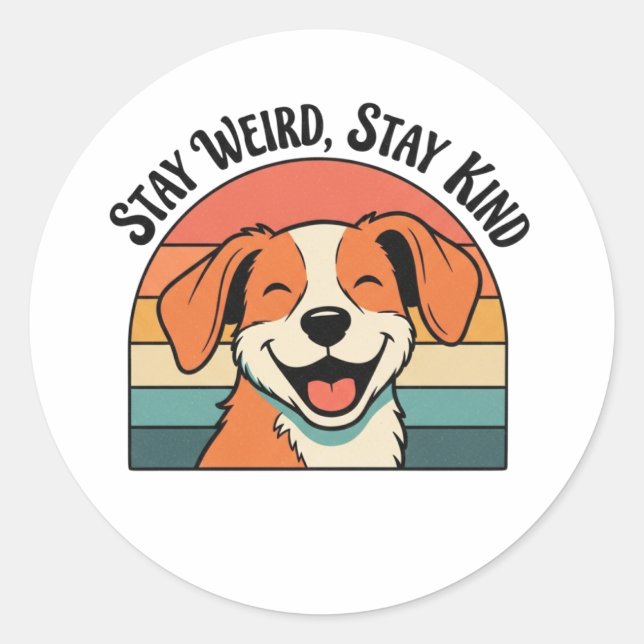 Retro Dog Stay Kind Vinyl Sticker (Front)