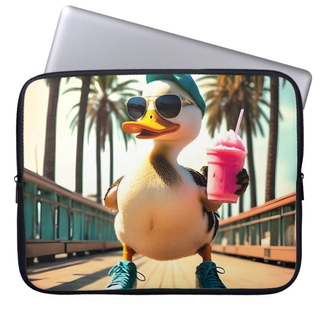 Retro Dog Sunglasses Vintage Sunset Beach  Laptop Sleeve (Front)