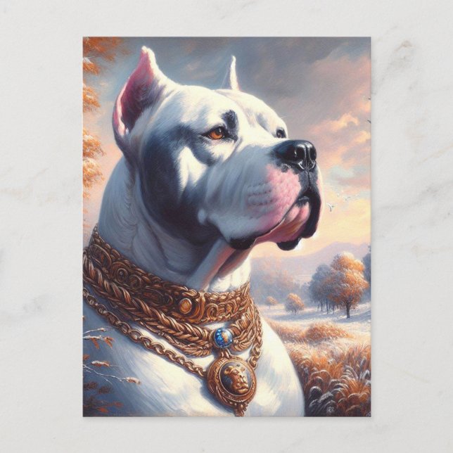 Retro Dogo Argentino Painting Postcard (Front)
