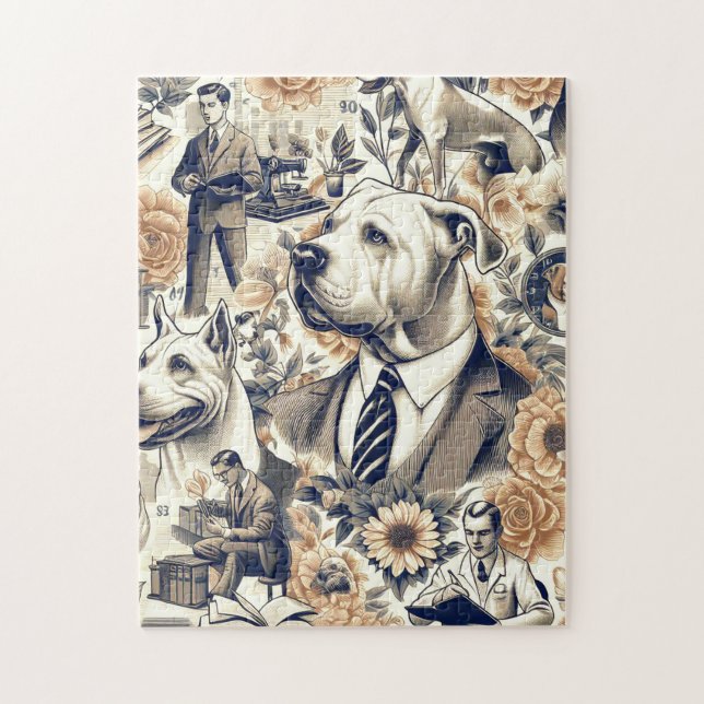 Retro Dogo Argentino Seamless Jigsaw Puzzle (Vertical)