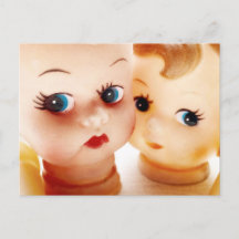Retro Dolls Selfie Wedding Announcement Postcard