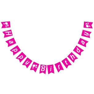 Retro Dolly, Let's Go Party! Hot Pink Birthday Bunting Flags