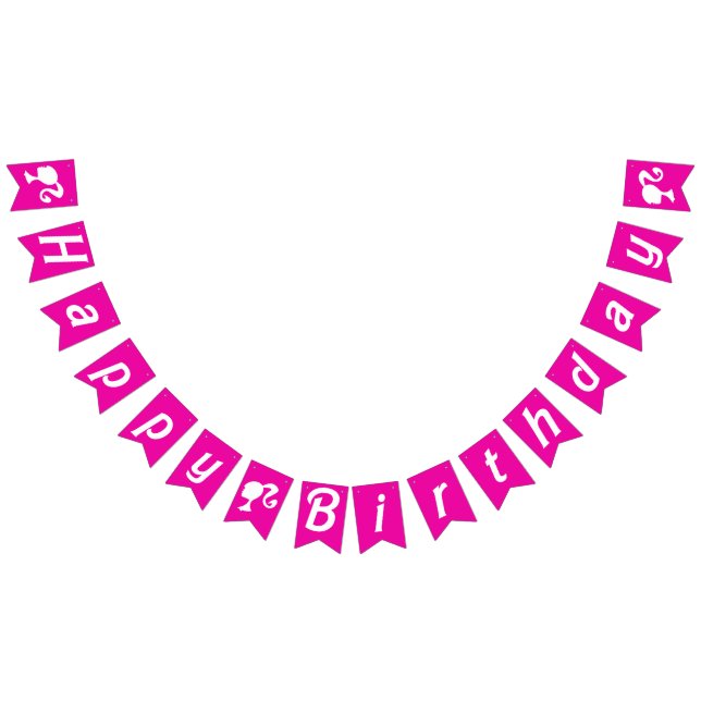 Retro Dolly, Let's Go Party! Hot Pink Birthday Bunting Flags (All)