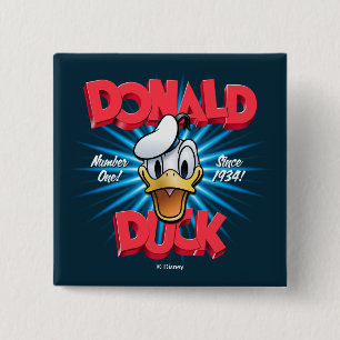 Retro Donald Duck Heritage Graphic 2 Inch Square Button
