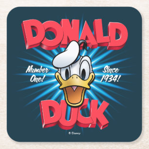 Retro Donald Duck Heritage Graphic Square Paper Coaster