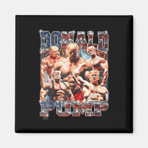 Retro Donald Pump Gym Collage Photo Meme Funny Magnet