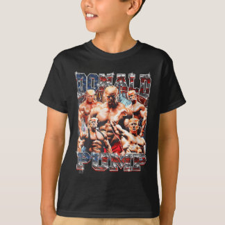 Retro Donald Pump Gym Collage Photo Meme Funny T-Shirt