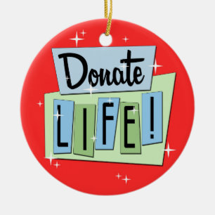 Retro Donate Life Ceramic Ornament