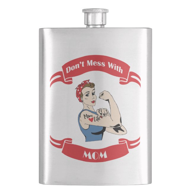 Retro Don't Mess with MOM Hip Flask (Front)