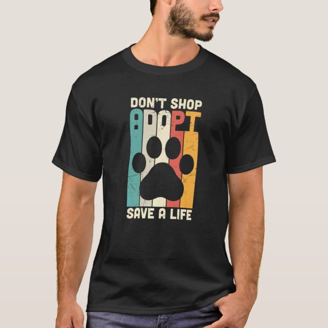 Retro Don't Shop Adopt Save A Life Rescue Cat  Kit T-Shirt (Front)