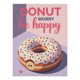 Retro Donut Print – Classic Pastry Poster for Kitc