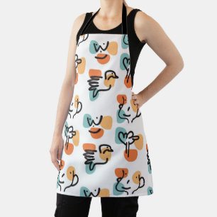 Retro doodle all-over print apron