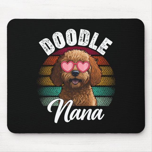 Retro Doodle Nana Goldendoodle Dog Lover Mothers D Mouse Pad (Front)