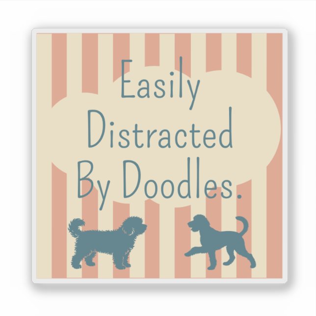 Retro Doodle Silhouette Easily Distracted Sticker (Front)