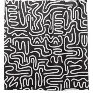 Retro Doodle Wavy Lines: Monochrome