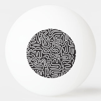 Retro Doodle Wavy Lines: Monochrome Ping Pong Ball