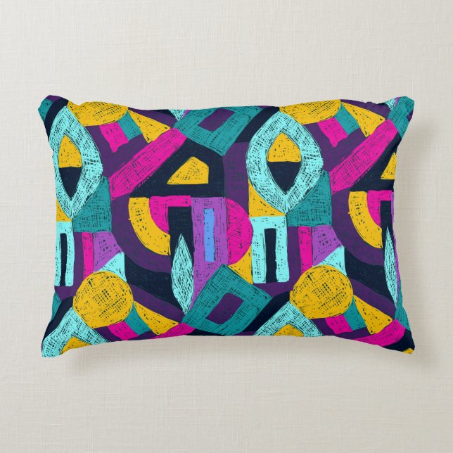 Retro doodles: geometric pop art. accent pillow (Front)