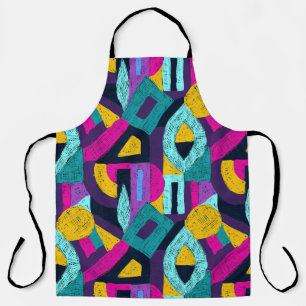 Retro doodles: geometric pop art. apron