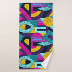 Retro doodles: geometric pop art. bath towel