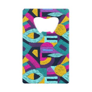 Retro doodles: geometric pop art. credit card bottle opener