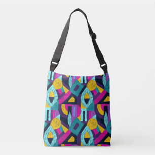 Retro doodles: geometric pop art. crossbody bag