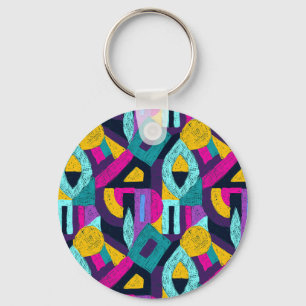 Retro doodles: geometric pop art. keychain