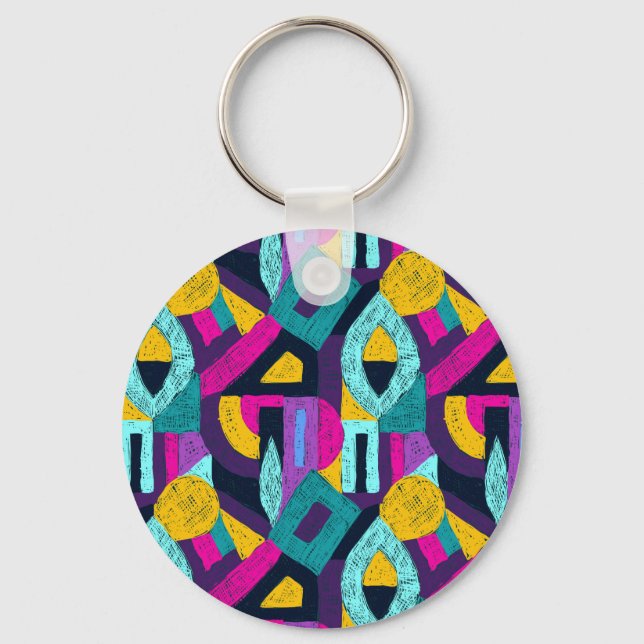 Retro doodles: geometric pop art. keychain (Front)
