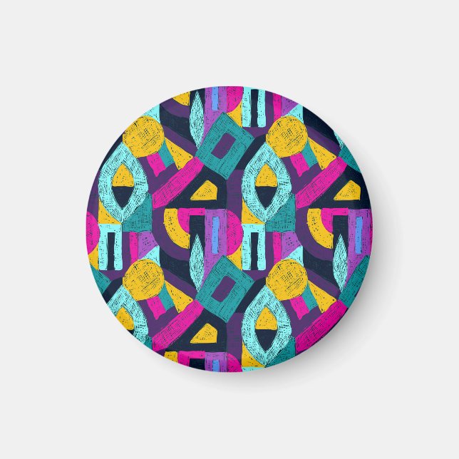 Retro doodles: geometric pop art. magnet (Front)